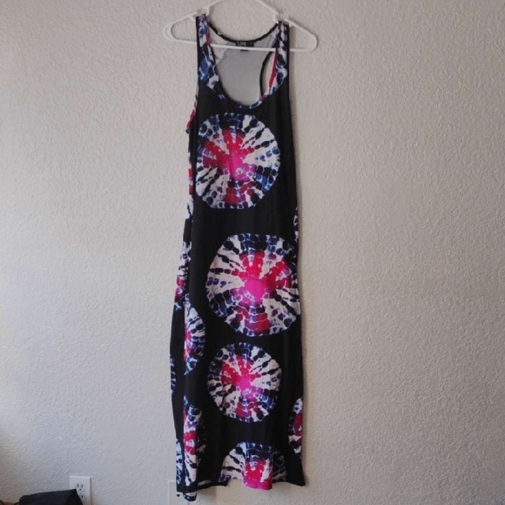 Love Tie-Dye Maxi Dress in Pink and Blue